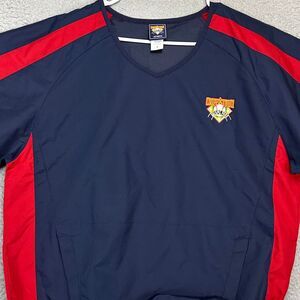 Cooperstown Jacket‎ Mens Medium Navy Red Dreams Park Windbreaker Short Sleeve